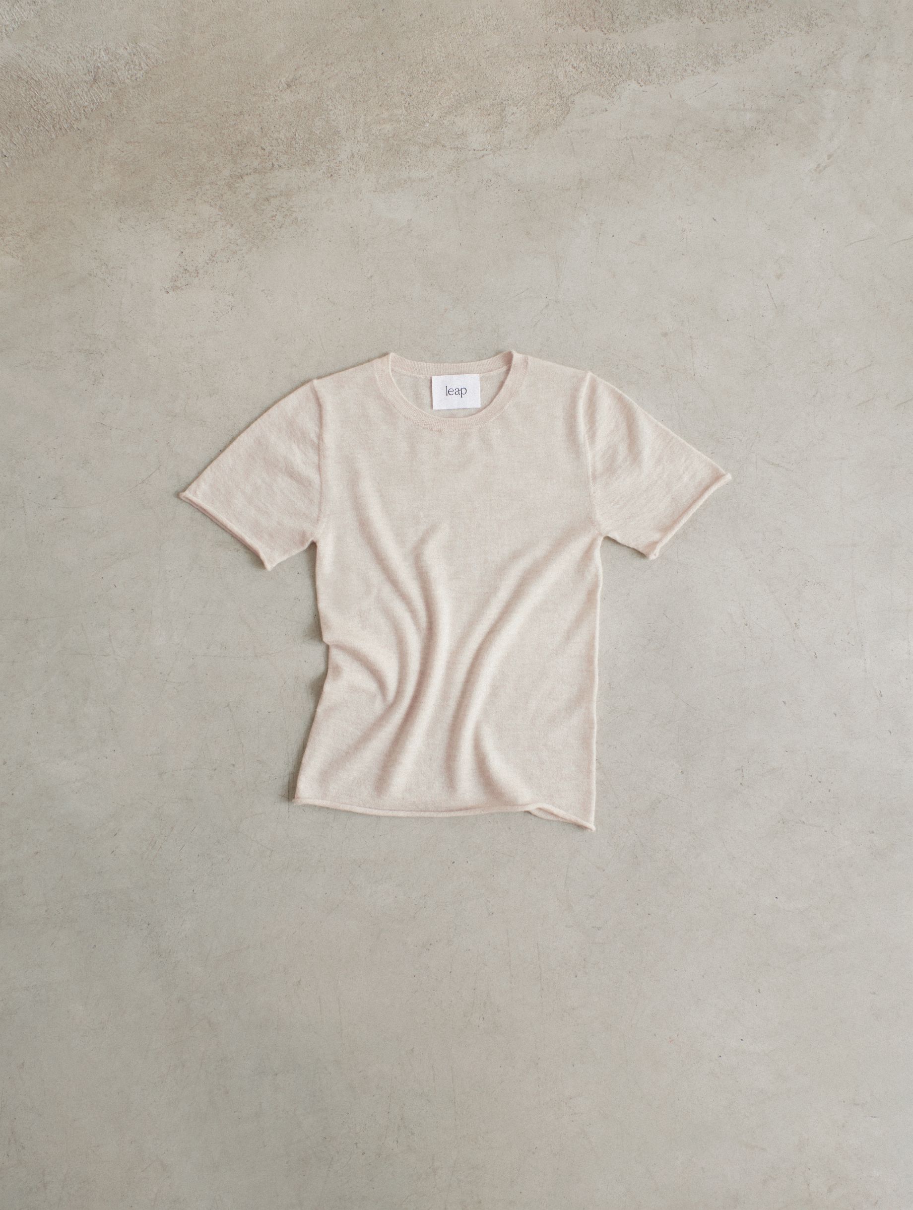 BELINDA Cashmere Knitted T-shirt Ecru | Leap Concept