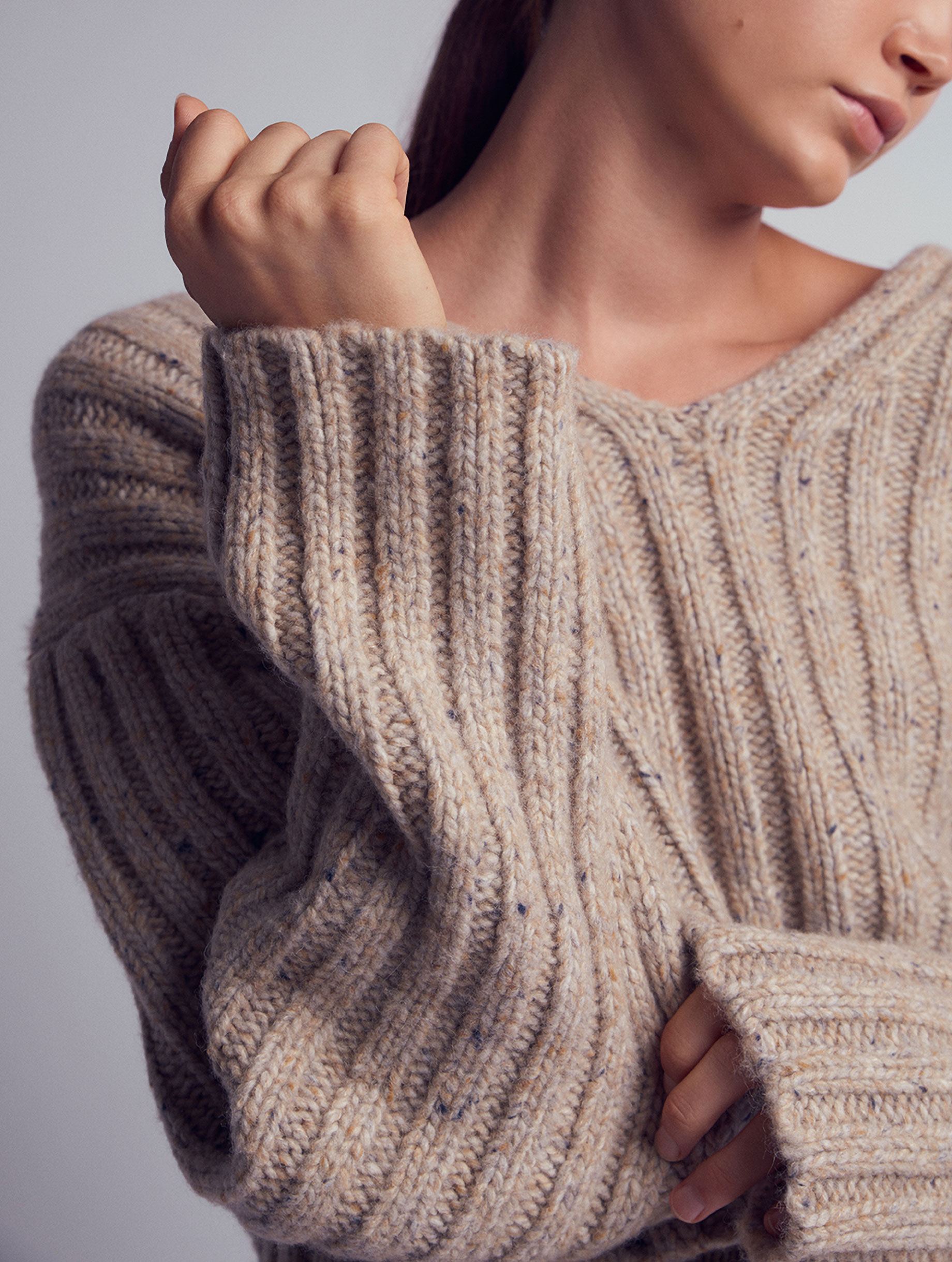 MARCELA Cropped Rib Knit Sweater | Leap Concept